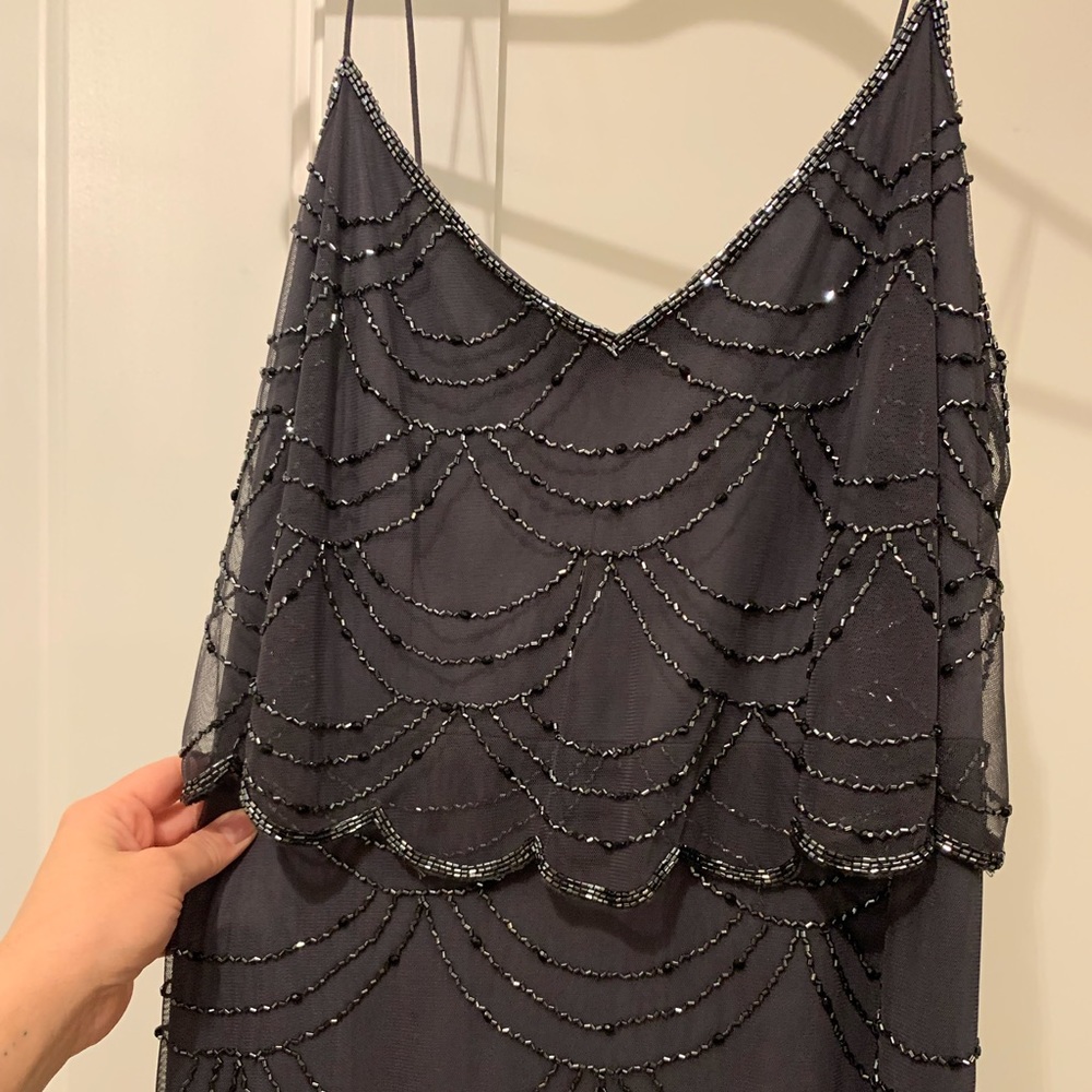 Gray Adrianna Papell Beaded Bridesmaid Dress